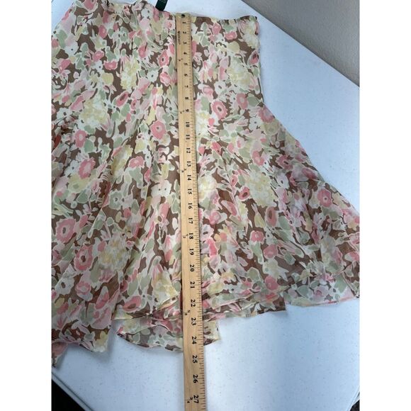Lauren Ralph Lauren Floral Skirt M Pink‎ Brown Flowy Whimsy Romantic Cottagecore - Picture 4 of 6